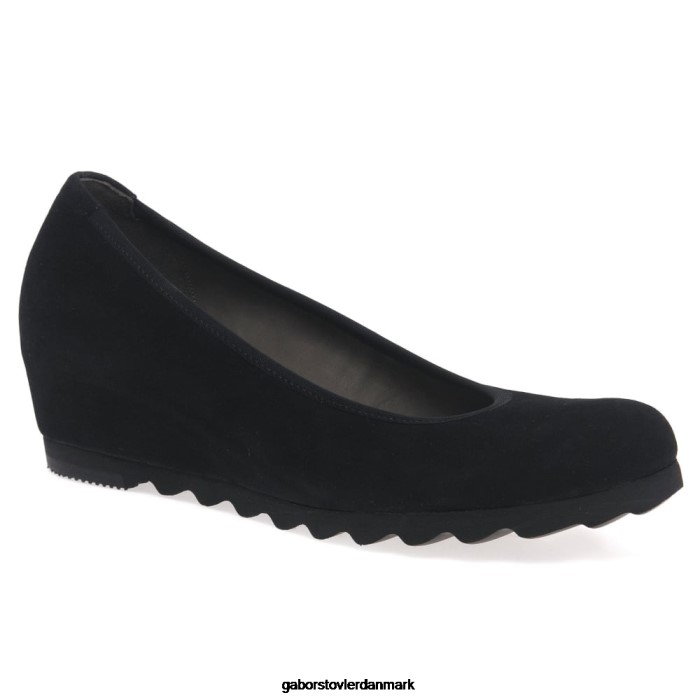 Gabor Kvinder anmod om moderne kilebanesko 4T2H661 fodtøj sort ruskind
