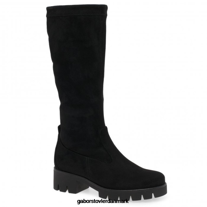 Gabor Kvinder baku knæhøje støvler 4T2H6335 fodtøj sort mikrovelour