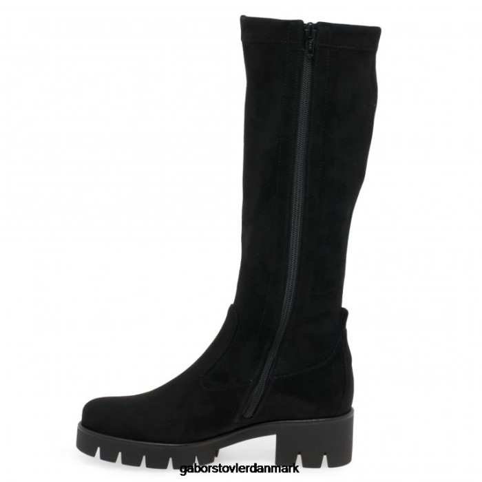 Gabor Kvinder baku knæhøje støvler 4T2H6335 fodtøj sort mikrovelour