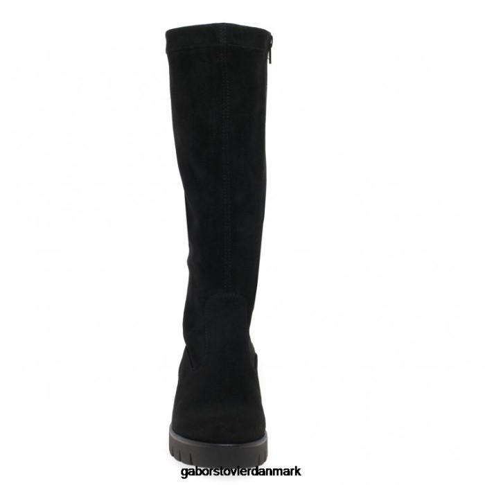 Gabor Kvinder baku knæhøje støvler 4T2H6335 fodtøj sort mikrovelour