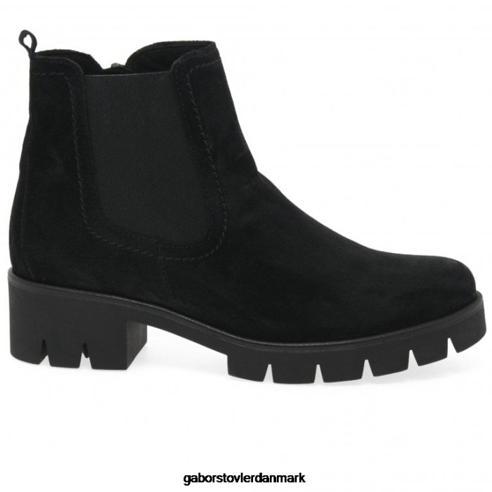 Gabor Kvinder bodo ruskind chelsea støvler 4T2H6219 fodtøj sort ruskind