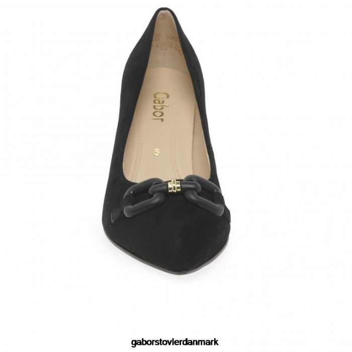 Gabor Kvinder dagbog domstol sko 4T2H666 fodtøj sort ruskind
