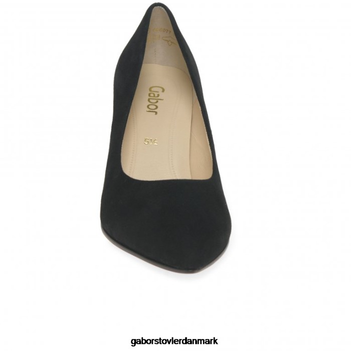 Gabor Kvinder dane court sko 4T2H655 fodtøj sort ruskind