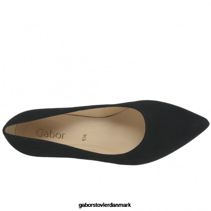 Gabor Kvinder dane court sko 4T2H655 fodtøj sort ruskind