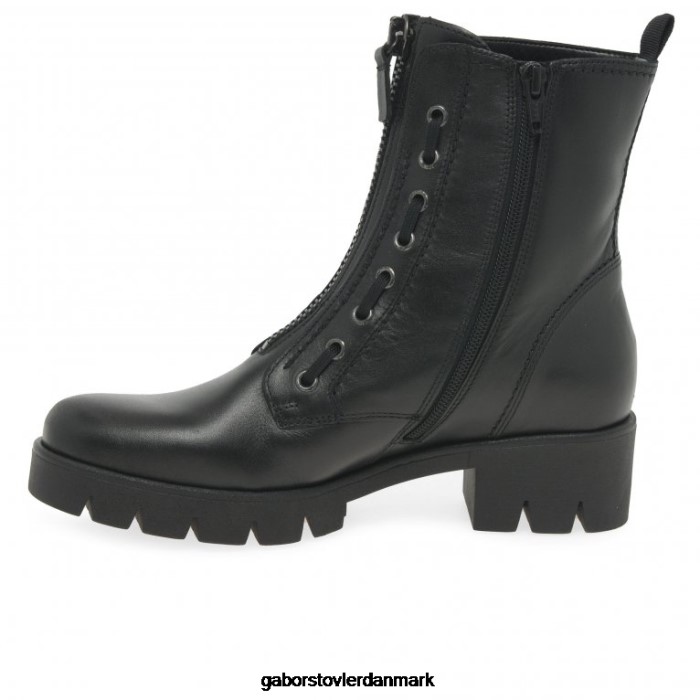 Gabor Kvinder drilleri ankelstøvler 4T2H6257 fodtøj sort læder