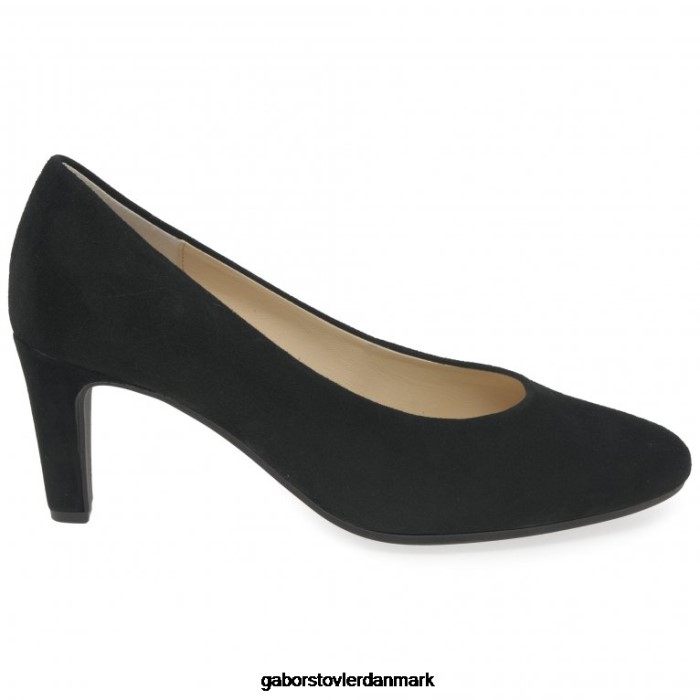 Gabor Kvinder edina court sko 4T2H638 fodtøj sort ruskind