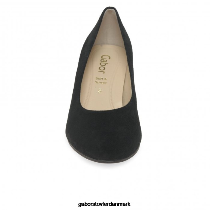 Gabor Kvinder edina court sko 4T2H638 fodtøj sort ruskind