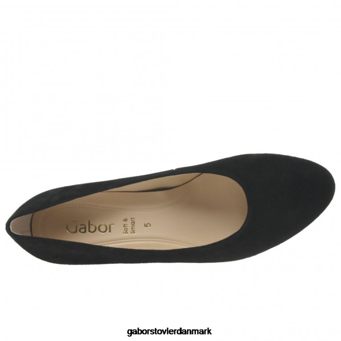 Gabor Kvinder edina court sko 4T2H638 fodtøj sort ruskind