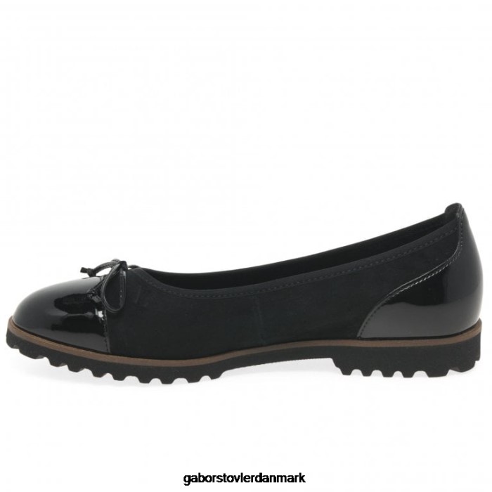 Gabor Kvinder fristende fritidssko 4T2H615 fodtøj sort ruskind/patent ss21