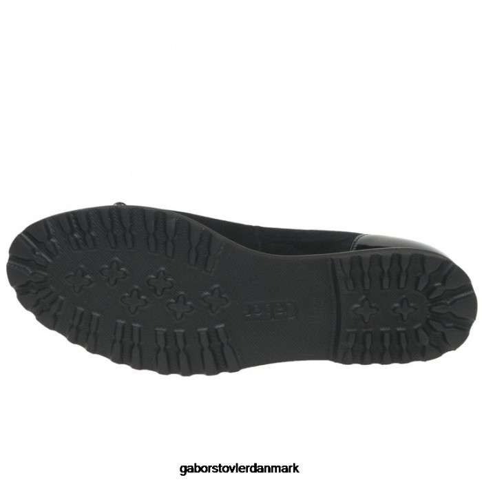 Gabor Kvinder fristende fritidssko 4T2H615 fodtøj sort ruskind/patent ss21