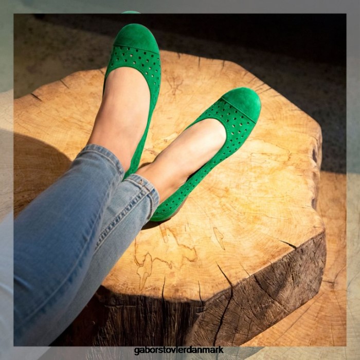 Gabor Kvinder fritidssko med flæseudstansede detaljer 4T2H64 fodtøj verde ruskind