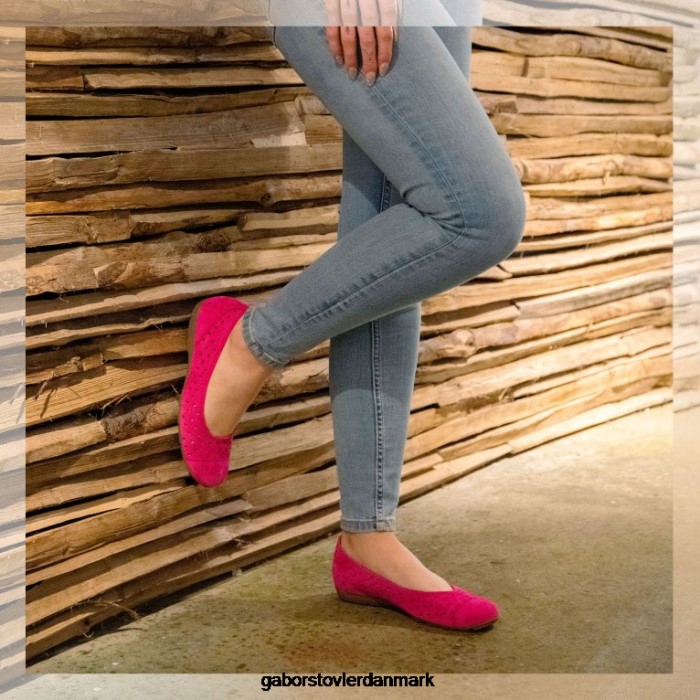 Gabor Kvinder fritidssko med flæseudstansede detaljer 4T2H65 fodtøj pink ruskind