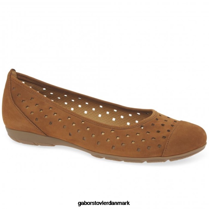 Gabor Kvinder fritidssko med flæseudstansede detaljer 4T2H678 fodtøj brandy nubuck