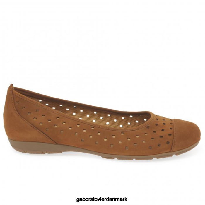 Gabor Kvinder fritidssko med flæseudstansede detaljer 4T2H678 fodtøj brandy nubuck
