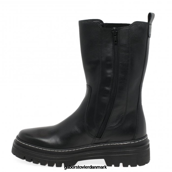 Gabor Kvinder gaby kalvlange støvler 4T2H6259 fodtøj sort/hvid søm