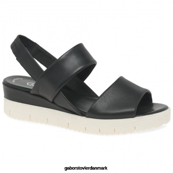 Gabor Kvinder gavell sandaler med kilehæl 4T2H6168 fodtøj sort