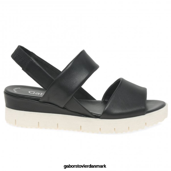 Gabor Kvinder gavell sandaler med kilehæl 4T2H6168 fodtøj sort