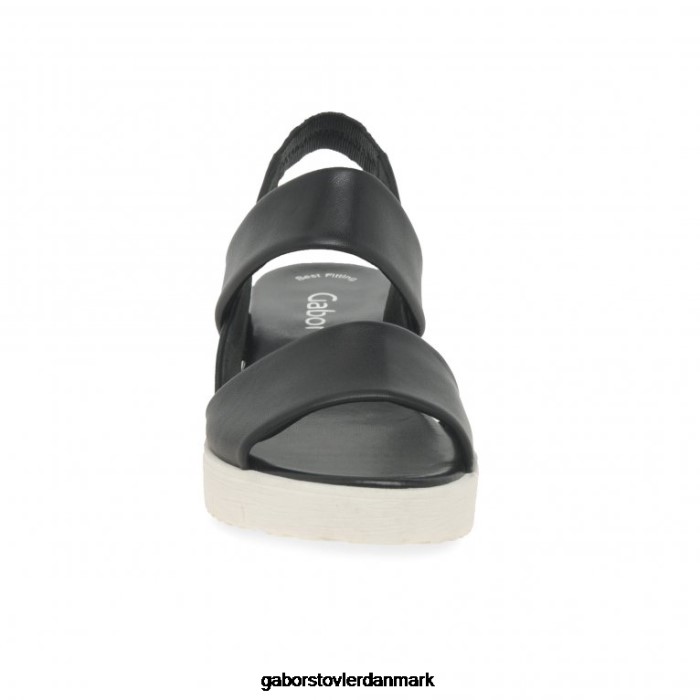 Gabor Kvinder gavell sandaler med kilehæl 4T2H6168 fodtøj sort