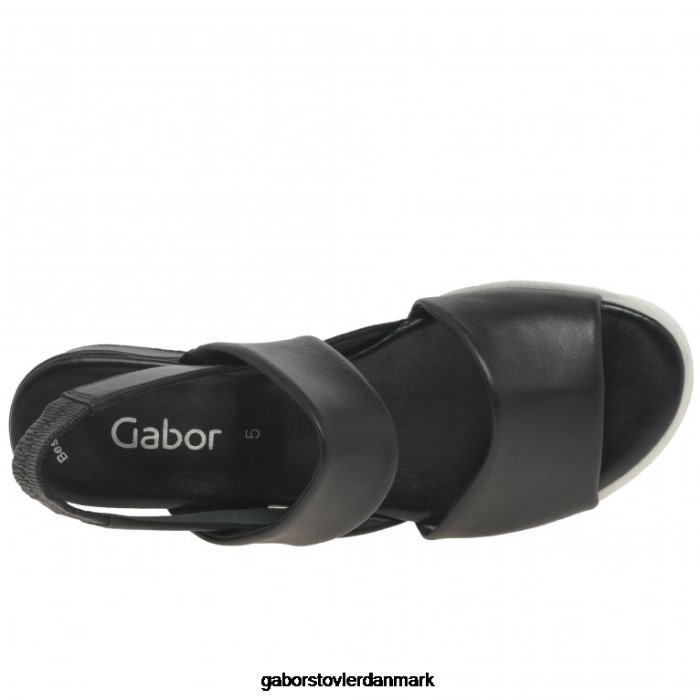 Gabor Kvinder gavell sandaler med kilehæl 4T2H6168 fodtøj sort