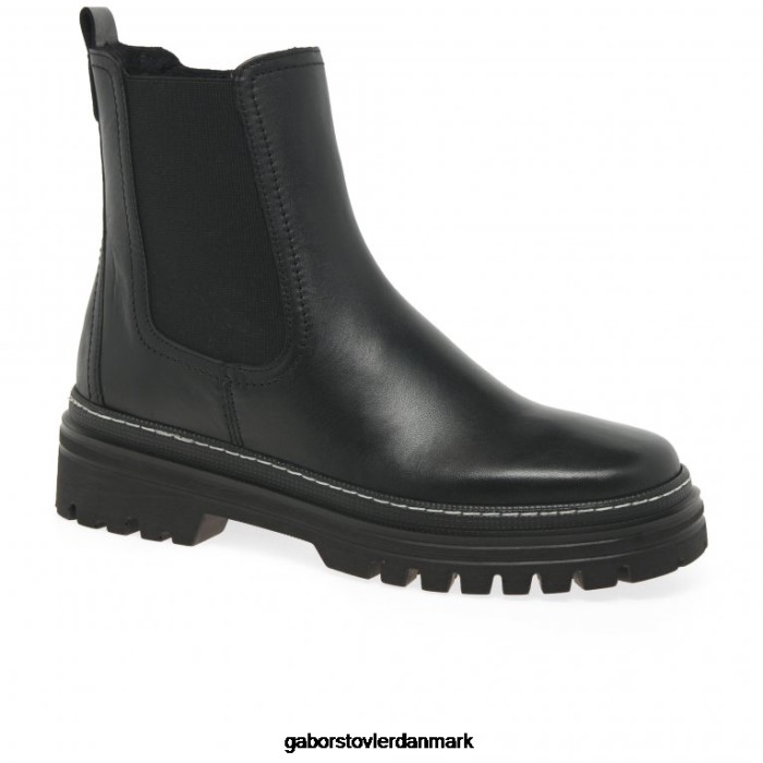 Gabor Kvinder gazania chelsea støvler 4T2H6236 fodtøj sort/hvid søm