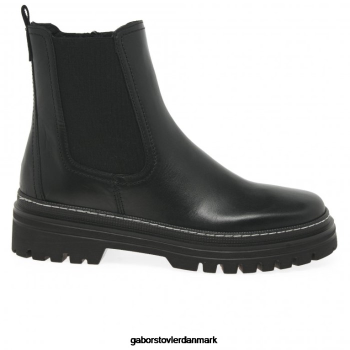 Gabor Kvinder gazania chelsea støvler 4T2H6236 fodtøj sort/hvid søm