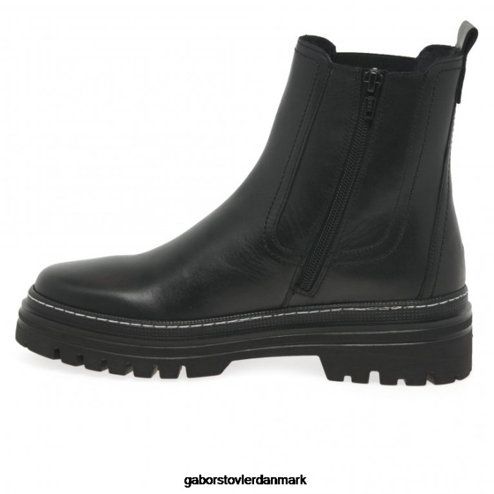 Gabor Kvinder gazania chelsea støvler 4T2H6236 fodtøj sort/hvid søm