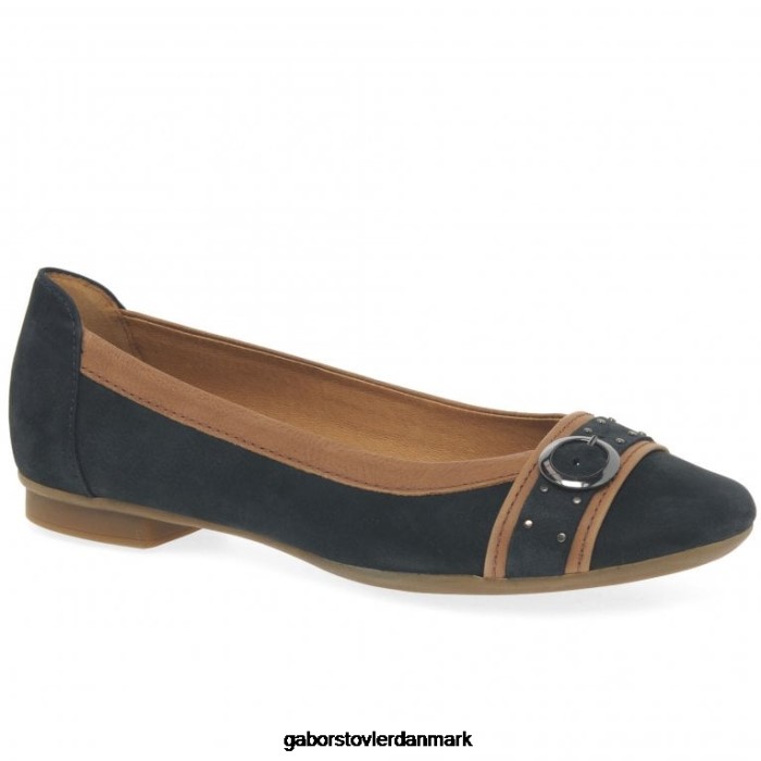 Gabor Kvinder michelle afslappede pumps med studs 4T2H693 fodtøj natblå nubuck/cognac