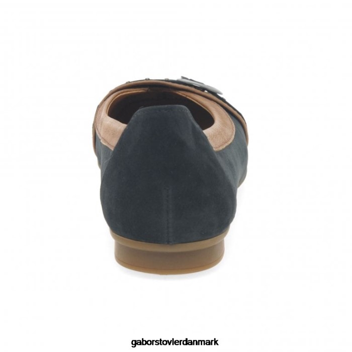 Gabor Kvinder michelle afslappede pumps med studs 4T2H693 fodtøj natblå nubuck/cognac