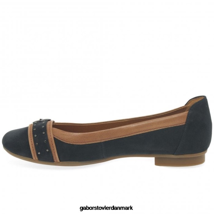 Gabor Kvinder michelle afslappede pumps med studs 4T2H693 fodtøj natblå nubuck/cognac