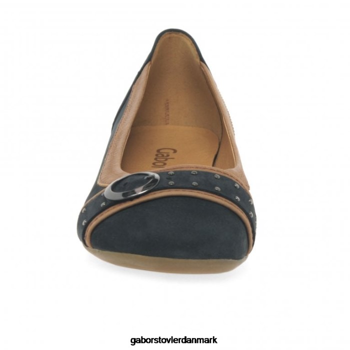 Gabor Kvinder michelle afslappede pumps med studs 4T2H693 fodtøj natblå nubuck/cognac