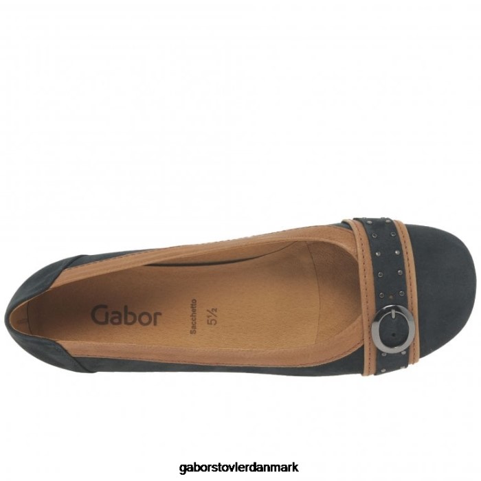 Gabor Kvinder michelle afslappede pumps med studs 4T2H693 fodtøj natblå nubuck/cognac