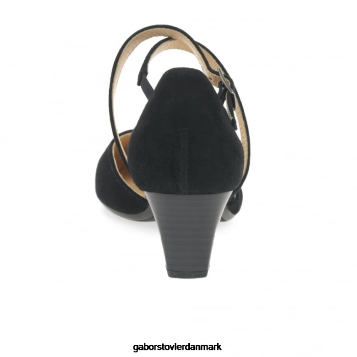 Gabor Kvinder moderne banesko med krydsstrop 4T2H631 fodtøj sort ruskind