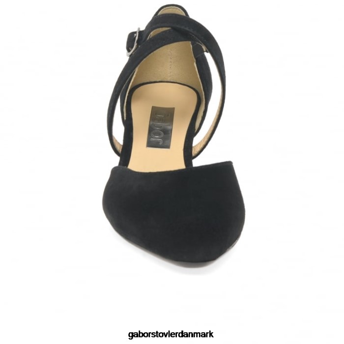 Gabor Kvinder moderne banesko med krydsstrop 4T2H631 fodtøj sort ruskind