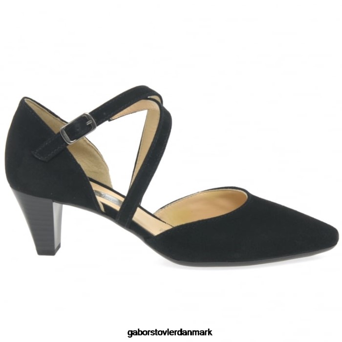 Gabor Kvinder moderne banesko med krydsstrop 4T2H631 fodtøj sort ruskind