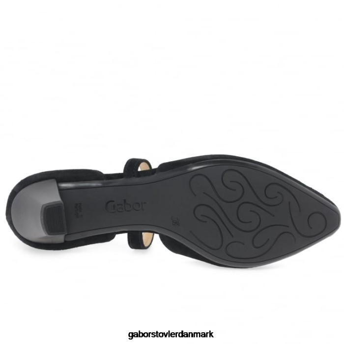 Gabor Kvinder moderne banesko med krydsstrop 4T2H631 fodtøj sort ruskind