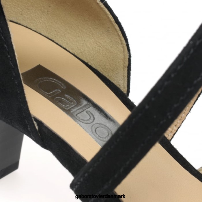 Gabor Kvinder moderne banesko med krydsstrop 4T2H631 fodtøj sort ruskind