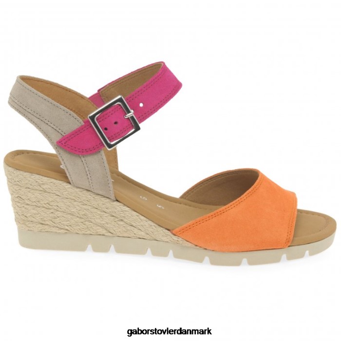 Gabor Kvinder nieve sandaler med kilehæl 4T2H6162 fodtøj mandarin/pink