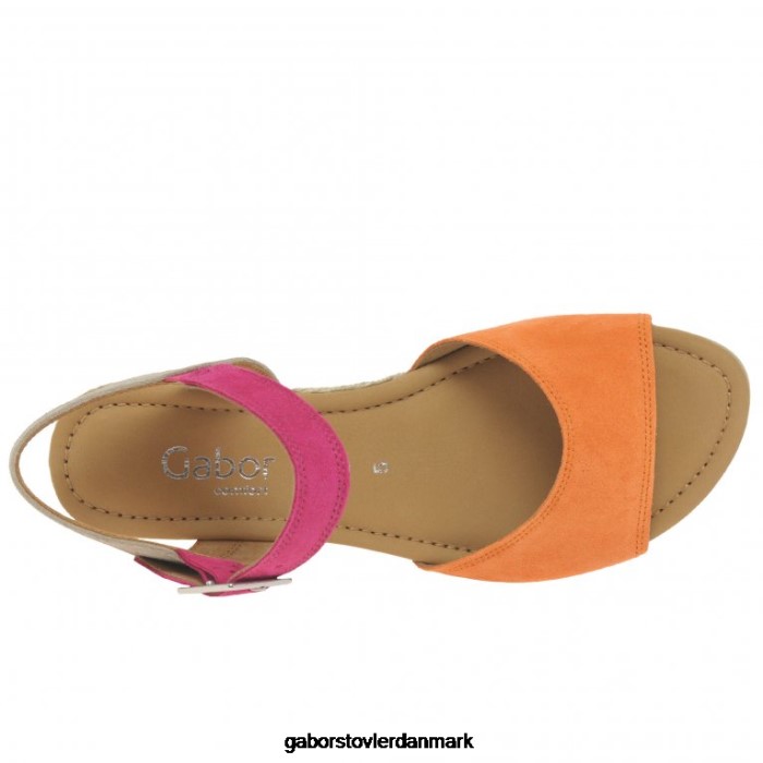 Gabor Kvinder nieve sandaler med kilehæl 4T2H6162 fodtøj mandarin/pink