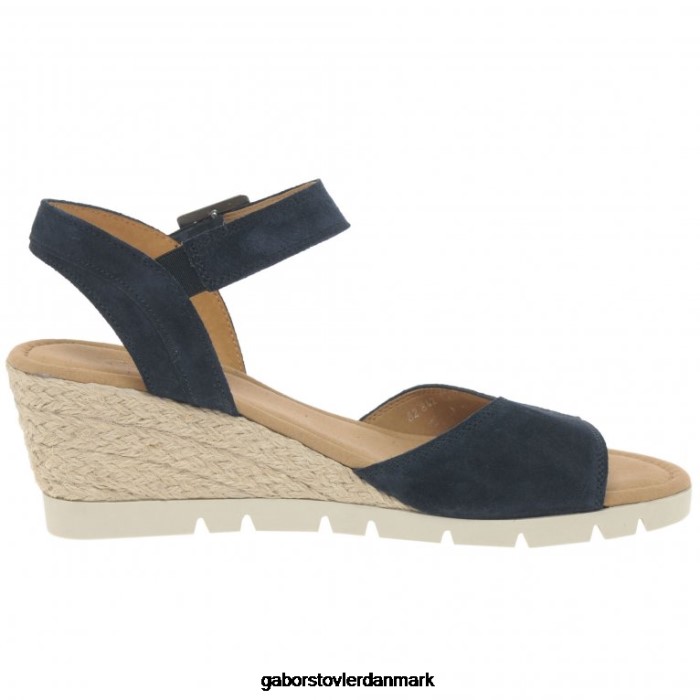 Gabor Kvinder nieve sandaler med kilehæl 4T2H6163 fodtøj ocean ruskind/jute