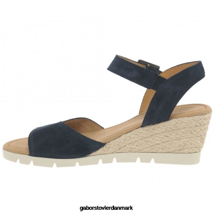 Gabor Kvinder nieve sandaler med kilehæl 4T2H6163 fodtøj ocean ruskind/jute