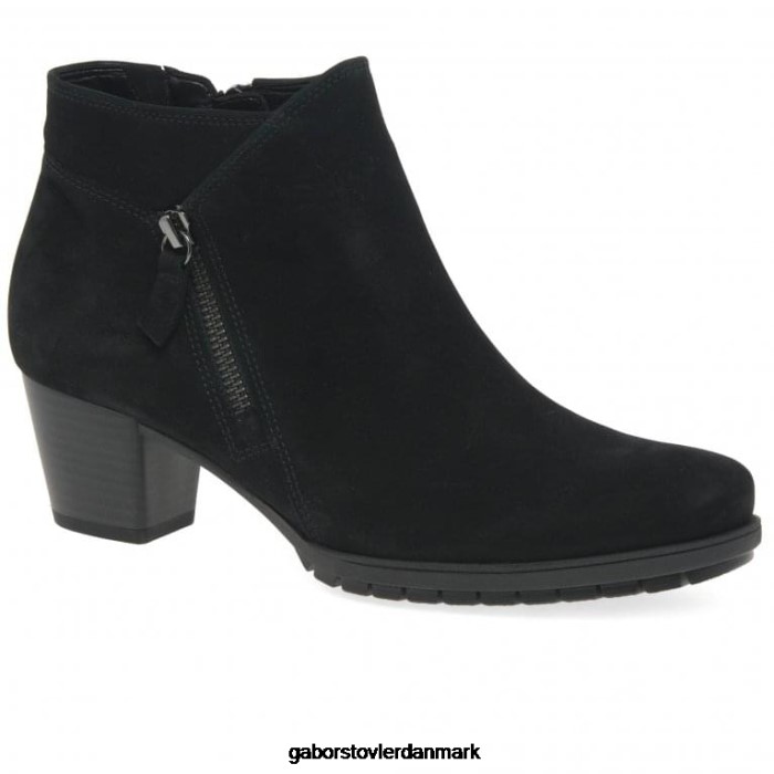 Gabor Kvinder olivetti ankelstøvler med lynlås 4T2H6186 fodtøj sort nubuck