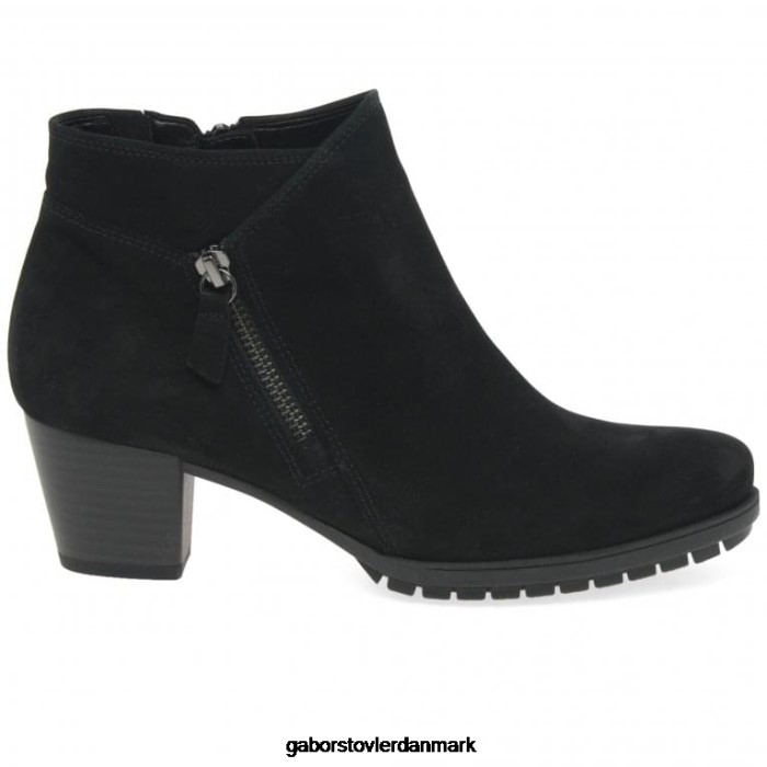 Gabor Kvinder olivetti ankelstøvler med lynlås 4T2H6186 fodtøj sort nubuck
