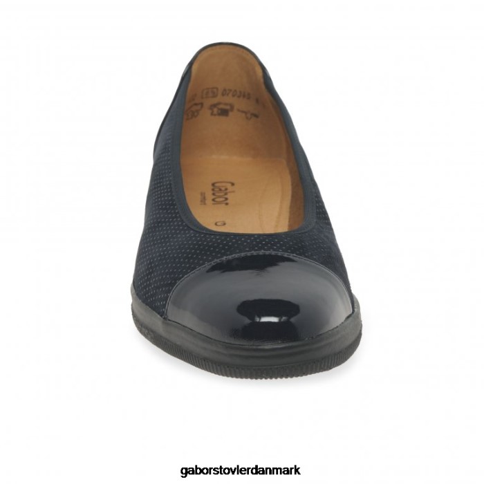 Gabor Kvinder petunia patent accent lavhælede pumps 4T2H6113 fodtøj havprik/patent