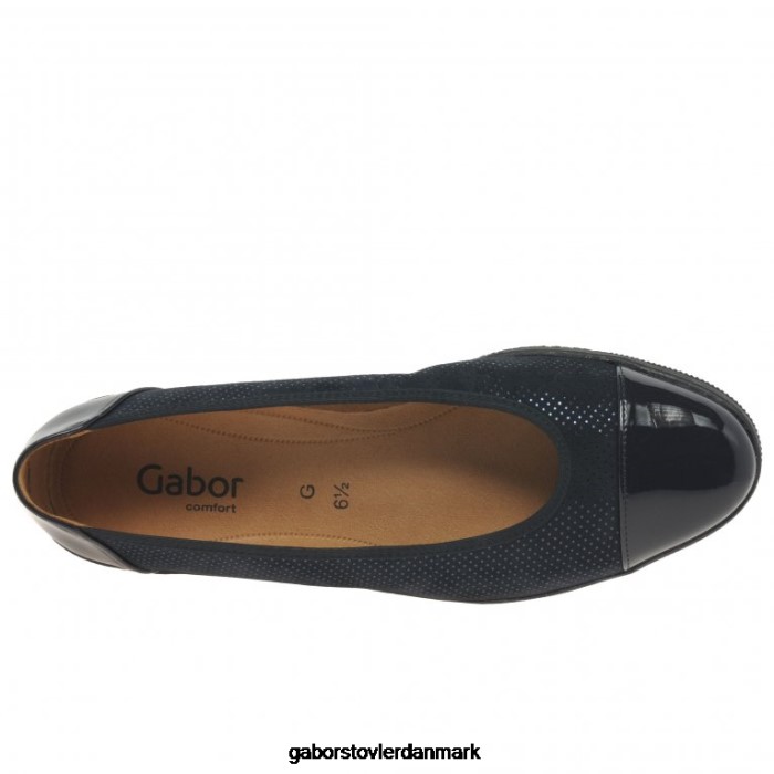 Gabor Kvinder petunia patent accent lavhælede pumps 4T2H6113 fodtøj havprik/patent