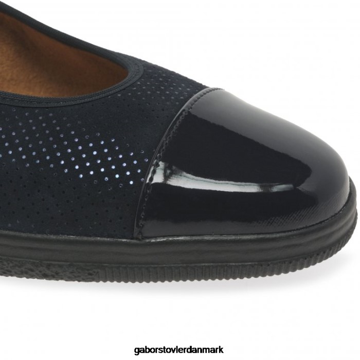 Gabor Kvinder petunia patent accent lavhælede pumps 4T2H6113 fodtøj havprik/patent