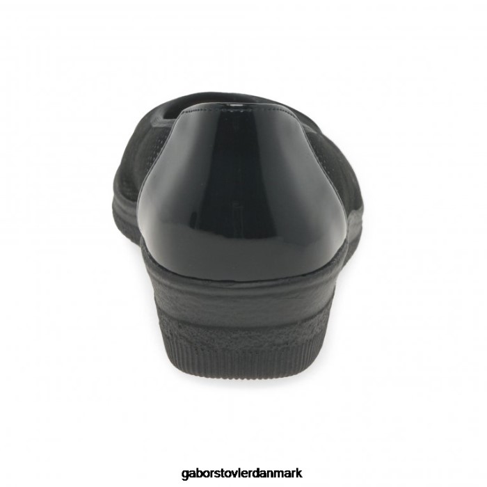 Gabor Kvinder petunia patent accent lavhælede pumps 4T2H6114 fodtøj sort prik/patent