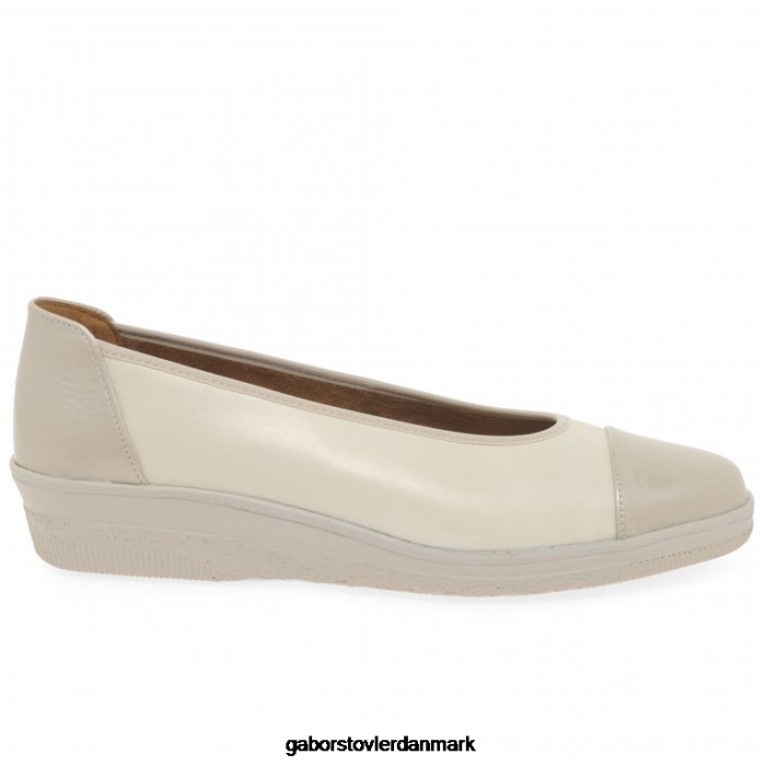 Gabor Kvinder petunia patent accent lavhælede pumps 4T2H6116 fodtøj elfenben/puder patent