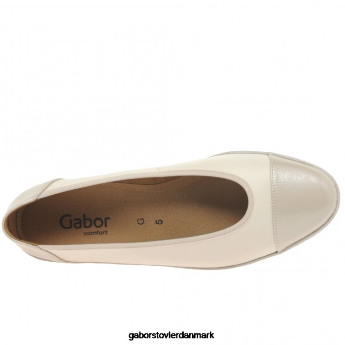 Gabor Kvinder petunia patent accent lavhælede pumps 4T2H6116 fodtøj elfenben/puder patent