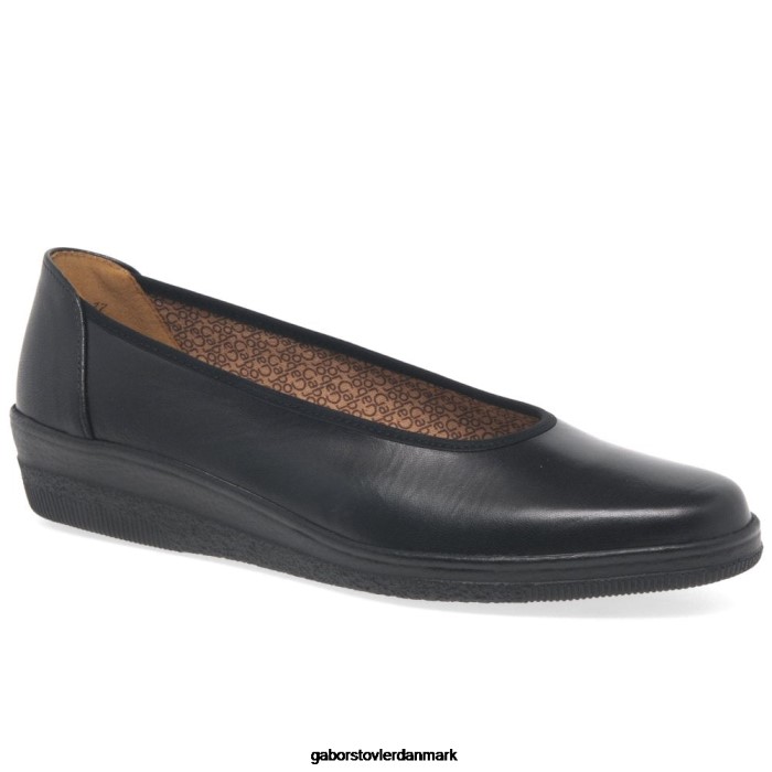 Gabor Kvinder piquet ballerina pumps med bred pasform 4T2H6100 fodtøj sort