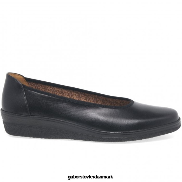 Gabor Kvinder piquet ballerina pumps med bred pasform 4T2H6100 fodtøj sort